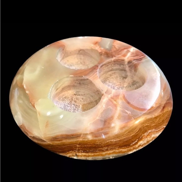 Set 2 Green Onyx Calcite Triple Tea Light Candle Holders Round 6” Stone Pakistan - Picture 12 of 16